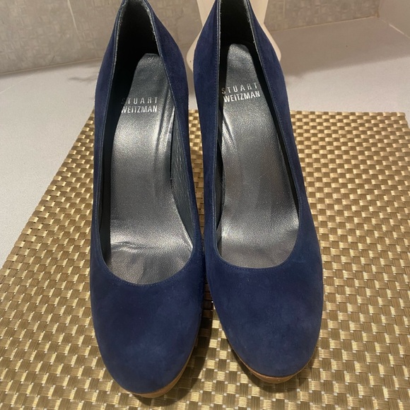 Stuart Weizman navy suede platforms size 6.5 - Picture 2 of 10